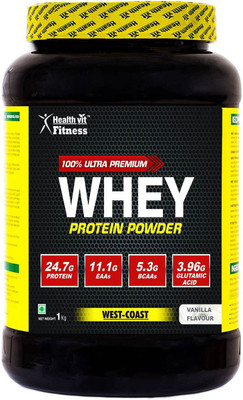 

HealthVit 100% Ultra Premium Whey Protein - 1kg2lbs (Vanilla Flavour) Whey Protein(1 kg, Vanilla)