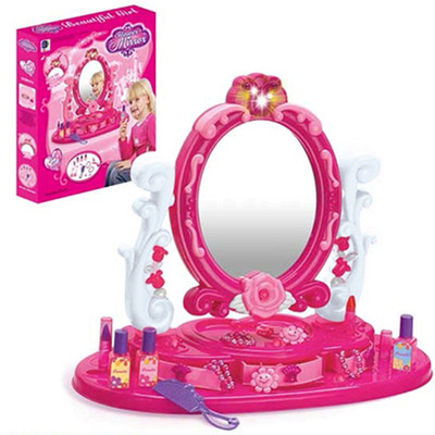 

HALO NATION Princess Mirror Dressing Table (Pink) - Flower Dresser Toy with light and music