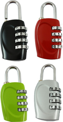 DOCOSS Set Of 4-4 Digit Brass Small Bag Locks Travel Luggage Resettable Password Combination Safety Lock(Multicolor) available at flipkart for Rs.882