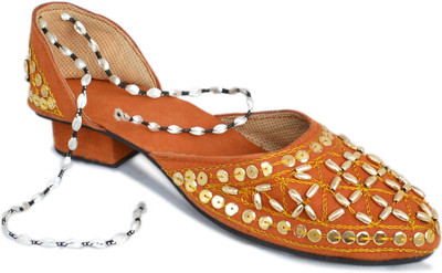 

Myra Handmade Embroidery Bellies For Women(Brown, Crail