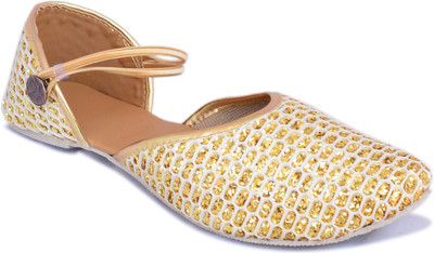 Myra Cutwork Design Bellies For Women(White, Gold
