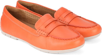 

Clarks Un Terra Coral Leather Boat Shoes For Women(Orange