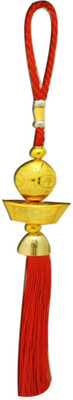 

DivyaMantra Car Decoration Rear View Mirror Hanging Accessories Feng Shui Ingot Decorative Showpiece - 30 cm(Plastic, Yellow)