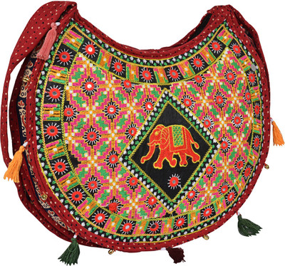 

Zaributi Girls Casual Red Cotton Sling Bag