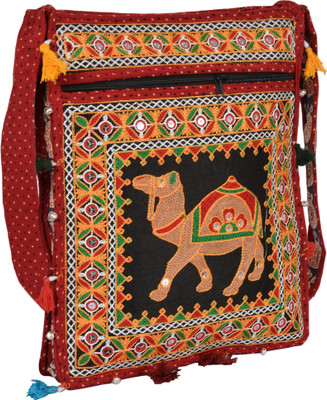 

Zaributi Girls Casual Red Cotton Sling Bag