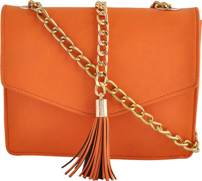 

Yelloe Women Orange PU Sling Bag