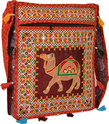 

Zaributi Girls Casual Orange Cotton Sling Bag