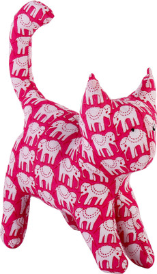 

JaipurSe Baby & Kids Hand Made Hand Block Printed Fabric Kitten Cat Plush Soft Stuffed - 7 inch(Pink)