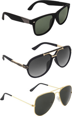 

Zyaden Wayfarer, Aviator, Rectangular Sunglasses(Green, Black, Black
