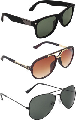 

Zyaden Wayfarer, Aviator, Rectangular Sunglasses(Green, Brown, Black