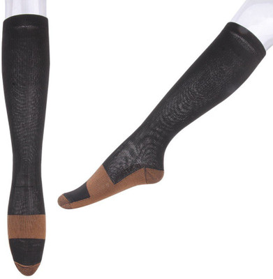 

Lumino Cielo Copper Compression Socks offers ankle support, Calf Support and Relief from Varicose Veins Heel Support Foot Support, Black & copper;white & copper