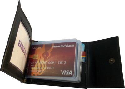 

Eagle Buzz Men Black Genuine Leather Card Holder(10 Card Slots)