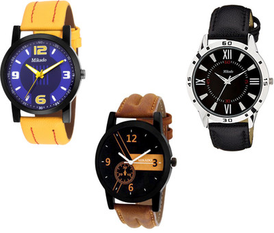 

Mikado Modish multi color watch combo set for men's Watch - For Men