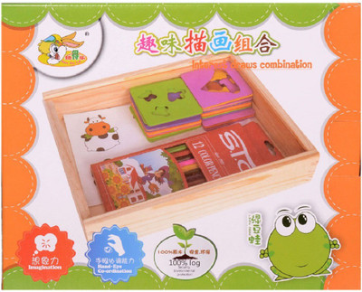 

Montez Wooden Drawing Stencils Art Set for Kids with 30 Shapes Awesome Kit & Lightweight Travel Activity for Children with Wooden Box