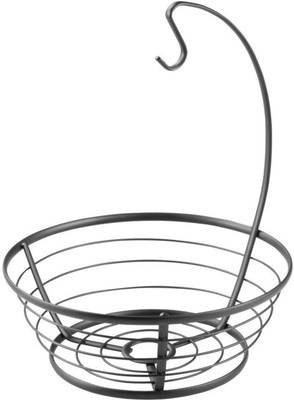 

InterDesign Axis Fruit Bowl with Banana Hanger, Matte Black Steel Bowl(Black, Pack of 1)