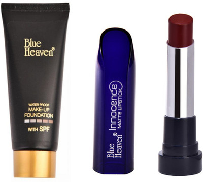 

Blue heaven Make-up Foundation(50ml) with Innocence Maroon Lipstick(3.5gm) Combo Set(Set of 2)