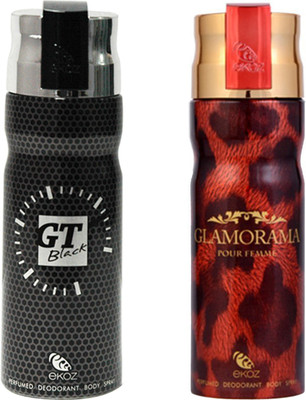 

Ekoz Gt Black, Glam Maroon Body Spray - For Men(200 ml, Pack of 2)