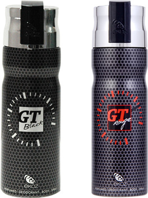 

Ekoz Gt Black, Gt Rouge Body Spray - For Men(200 ml, Pack of 2)