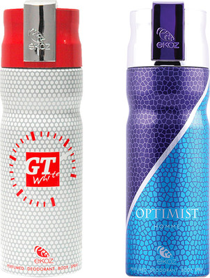 

Ekoz Gt White, Optimist Homme Body Spray - For Men(200 ml, Pack of 2)