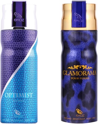 

Ekoz Optimist Homme, Glam Blue Body Spray - For Men(200 ml, Pack of 2)