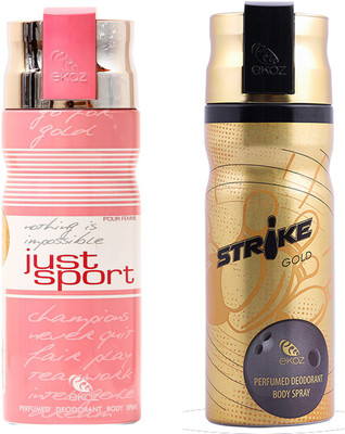 

Ekoz Strike Gold, Just sport Femme Body Spray - For Men(200 ml, Pack of 2)