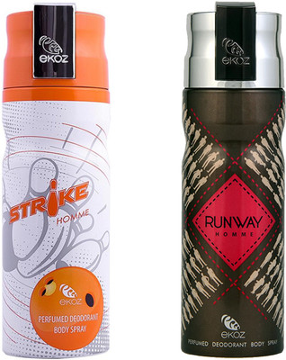 

Ekoz Strike Homme, Runway Body Spray - For Men(200 ml, Pack of 2)
