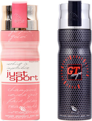 

Ekoz Just sport Femme, Gt Rauge Body Spray - For Men(200 ml, Pack of 2)