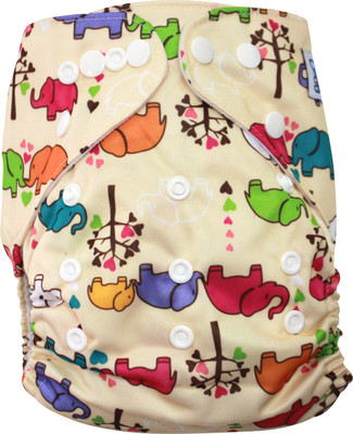 

Kiwi Re-Usable Diaper Twin Elephant Design with insert - New Born