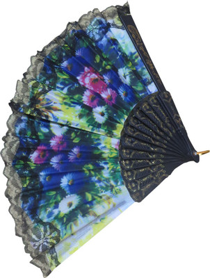 

DCS Foldable Floral Print Black, Blue, Pink, White, Yellow Hand Fan(Pack of 1)