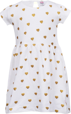 

Lil Orchids Girls Midi/Knee Length Casual Dress(White, Half Sleeve
