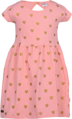 

Lil Orchids Girls Midi/Knee Length Casual Dress(Pink, Half Sleeve