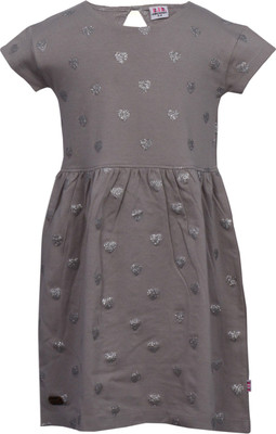 

Lil Orchids Girls Midi/Knee Length Casual Dress(Grey, Half Sleeve