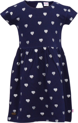 

Lil Orchids Girls Midi/Knee Length Casual Dress(Dark Blue, Half Sleeve, Navy blue