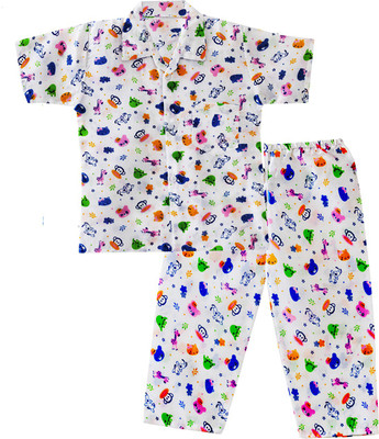 

BownBee Kids Nightwear Boys Printed Cotton(Multicolor Pack of 1, Blue