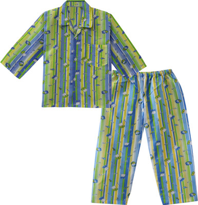

BownBee Kids Nightwear Boys Printed Cotton(Multicolor Pack of 1, Blue