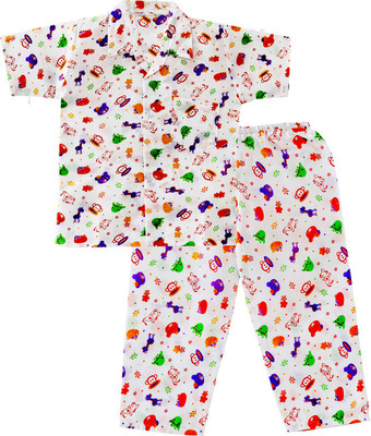 

BownBee Kids Nightwear Boys Printed Cotton(Multicolor Pack of 1, Orange
