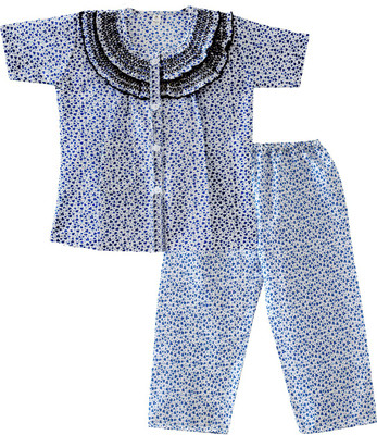 

BownBee Kids Nightwear Girls Printed Cotton(Blue Pack of 1