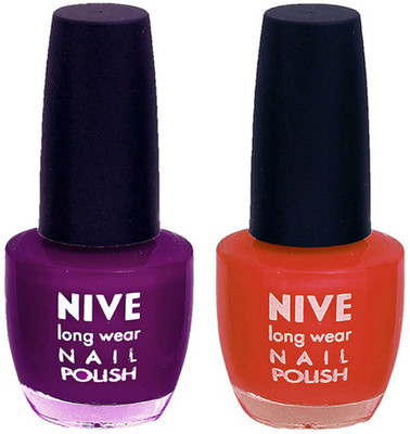 

Nive Colour Blast Nail Polish (Set of 2 Nail Polish) Purple, Orange(Pack of 2)