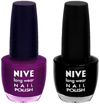 

Nive Colour Blast Nail Polish (Set of 2 Nail Polish) Purple, Black(Pack of 2)