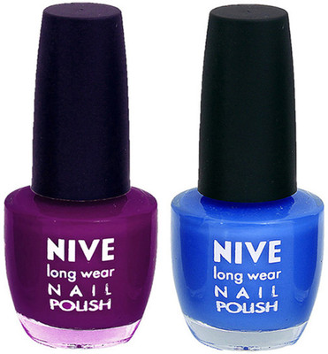 Nive Colour Blast Nail Polish (Set of 2 Nail Polish) Purple, Blue(Pack of 2)