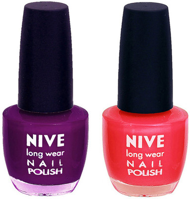 

Nive Colour Blast Nail Polish (Set of 2 Nail Polish) Purple, Pink(Pack of 2)