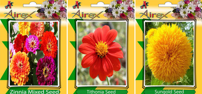 

Airex Zinnia Mixed, Tithonia, Sungold Seed(15 per packet)