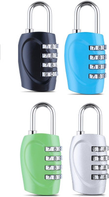 DOCOSS Set Of 4-4 Digit Small Bag Brass Locks Travel Luggage Resettable Combination Password Safety Lock(Multicolor) available at flipkart for Rs.882