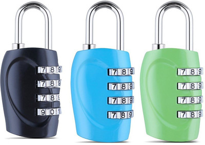 DOCOSS Set Of 3-4 Digit Small Bag Brass Locks Travel Luggage Resettable Combination Password Safety Lock(Multicolor) available at flipkart for Rs.629