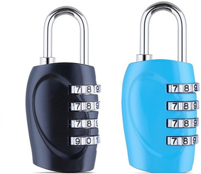 DOCOSS Set Of 2-4 Digit Small Bag Brass Locks Travel Luggage Resettable Combination Password Safety Lock(Multicolor) available at flipkart for Rs.498