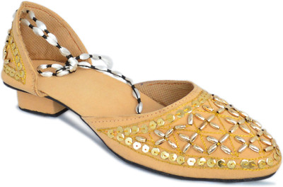

Myra Handmade Embroidery Bellies For Women(Tan