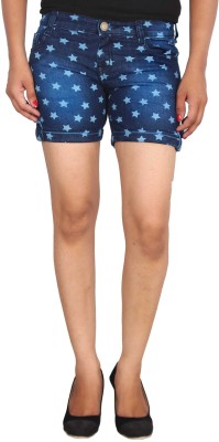 STUDIO NEXX Printed Women Dark Blue Denim Shorts