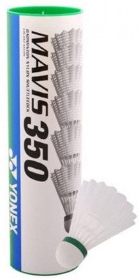 Yonex Mavis 350 Nylon Shuttle - White(Slow, 75, Pack of 6)