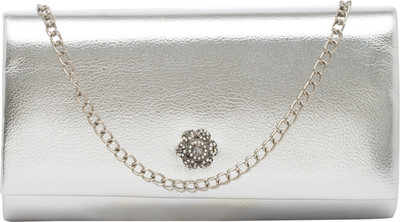 

Tarusa Women Evening/Party Silver Leatherette Sling Bag