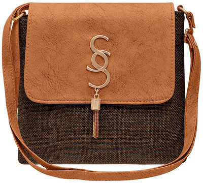 

TAP FASHION Women Casual Brown PU Sling Bag